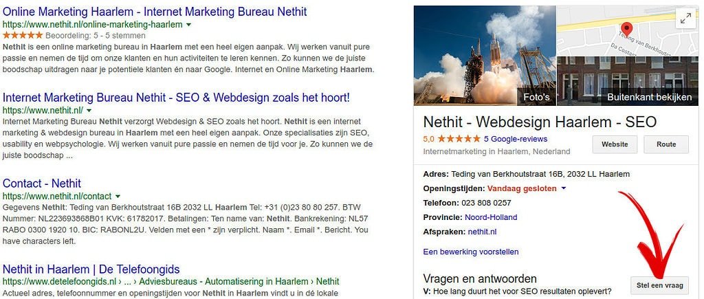 Google lokale vragen en antwoorden december 2017